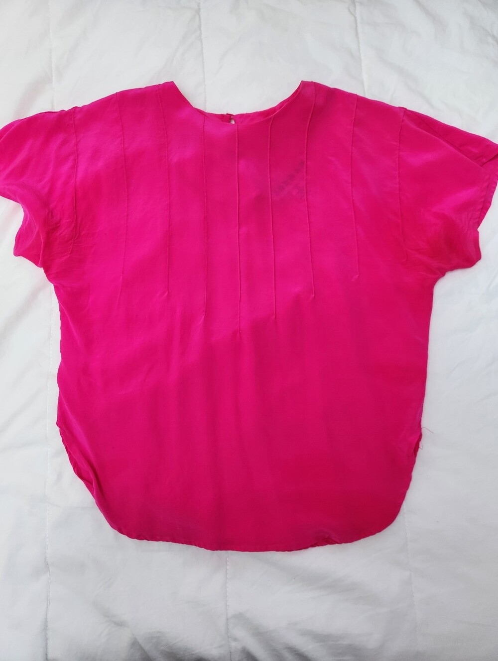 Neon Hot Pink Silk Blouse